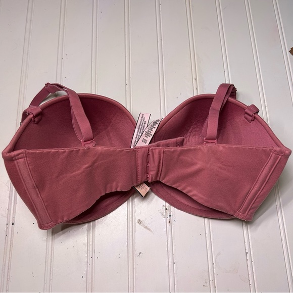 Victorias Secret Body By Victoria Lined Strapless Bra 32DDD Mauve Pink New - Picture 4 of 5